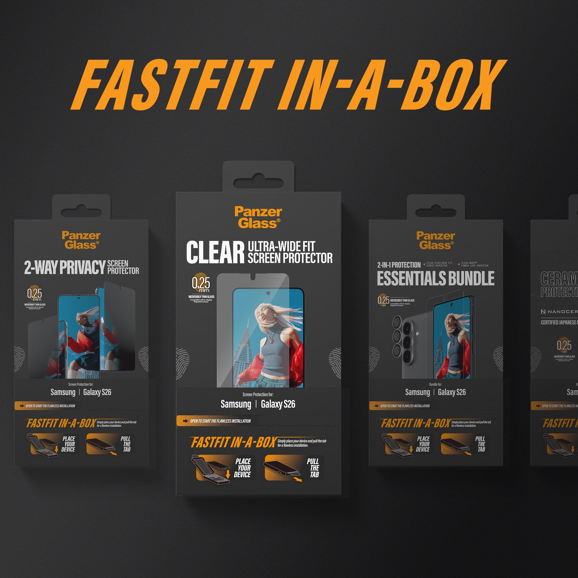 PanzerGlass® Ceramic Screen Protector Samsung Galaxy S26 | Ultra-Wide Fit w. FASTFIT IN-A-BOX